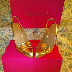 Shoedazzle Shoes pump Slingback Gold  Sz 8 *New in box